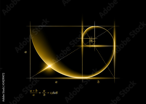 Cuadros en Lienzo Golden section (ratio, divine proportion) and golden spiral