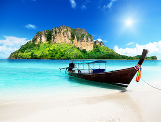 Wall Mural - long boat and poda island in Thailand