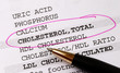 Focus on the cholesterol in a blood test report