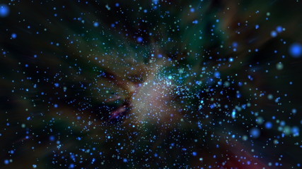 Wall Mural - Flying through colorful 3d starfield