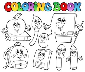 Canvas Print - Coloring book school cartoons 5