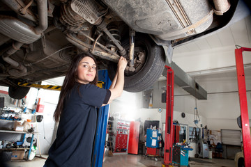 Wall Mural - Woman Mechanic Portrait