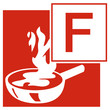 Brandklasse F Zeichen Symbol Piktogramm Plakette Fettbrand