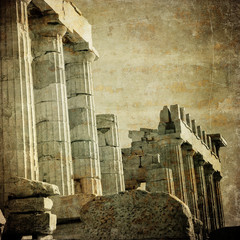 Wall Mural - Vintage image of greek columns, Acropolis, Athens, Greece