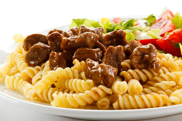 Pasta with meat and vegetables