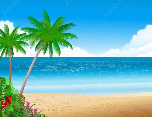 Plakat na papierze fotorealistycznym Tropikalna plaża