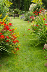 Garden path and old wagon