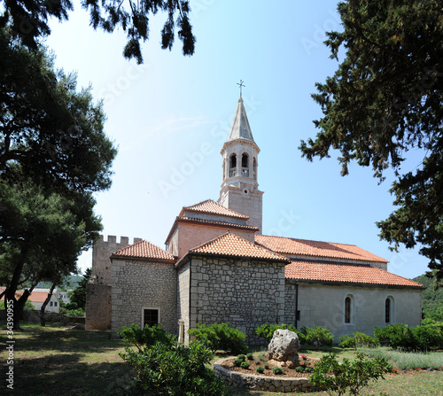 Plakat na papierze fotorealistycznym Povlja na wyspie Brač - kościół saint-jean-baptysta