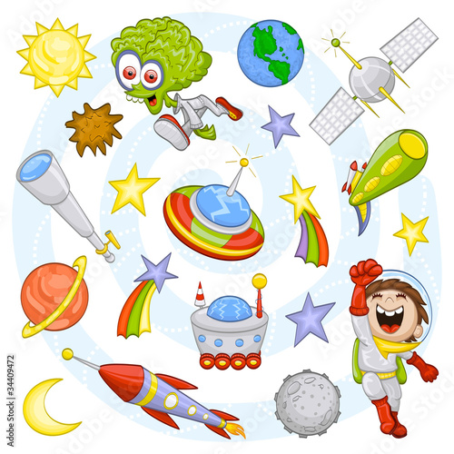 Nowoczesny obraz na płótnie Cartoon outer space set