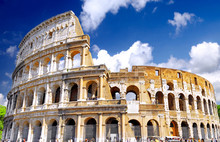 The Colosseum, The World Famous Landmark In Rome.