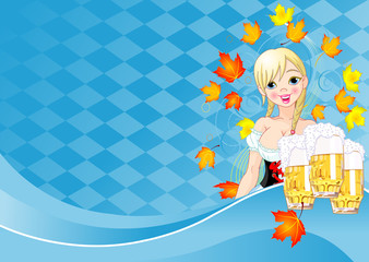 Wall Mural - Oktoberfest girl invitation card