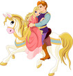 Romantic couple on white horse 