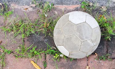 Old white leather ball