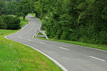 Asphalt winding curve road