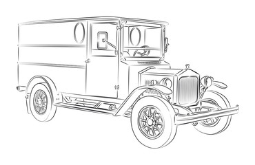 Oldtimer delivery van vector drawing