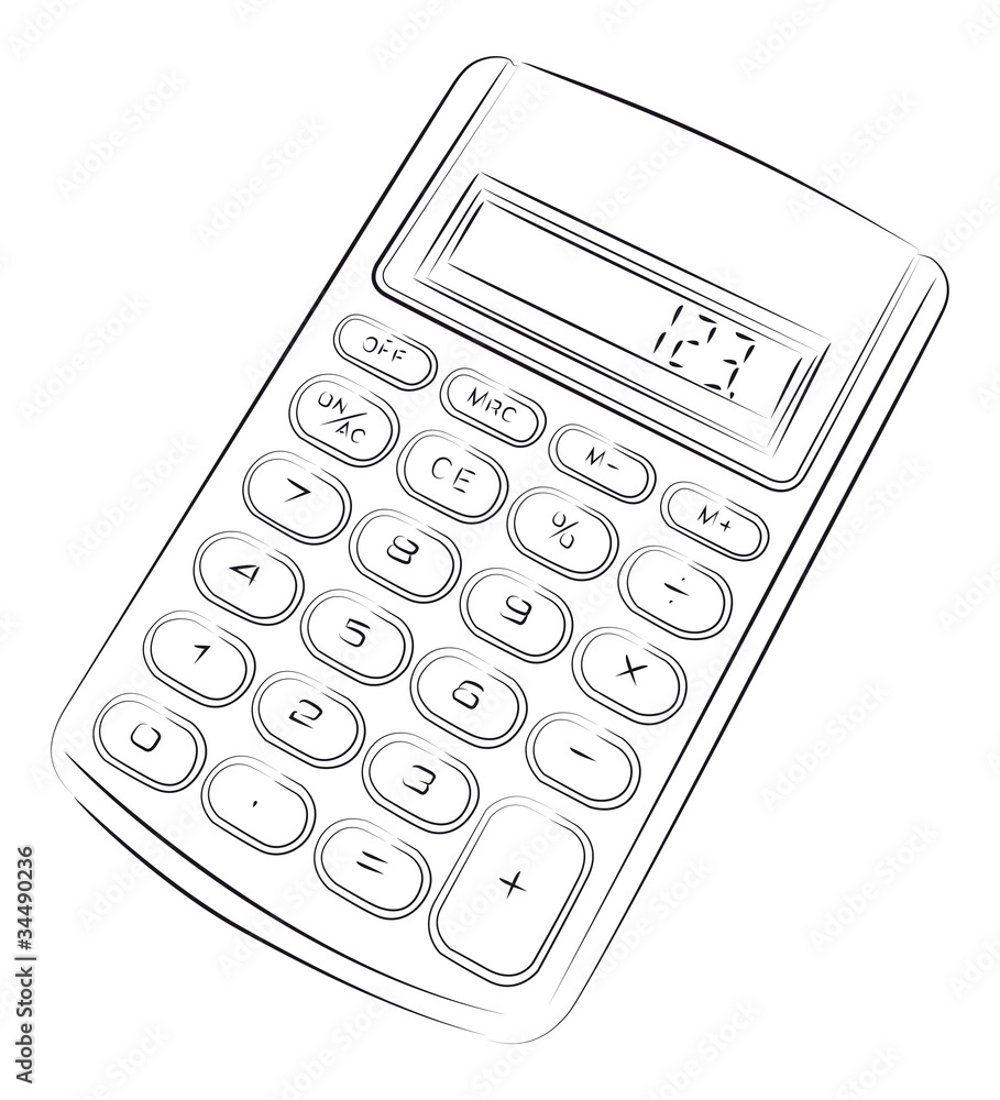 Vector drawing of single calculator Stock Vector | Adobe Stock