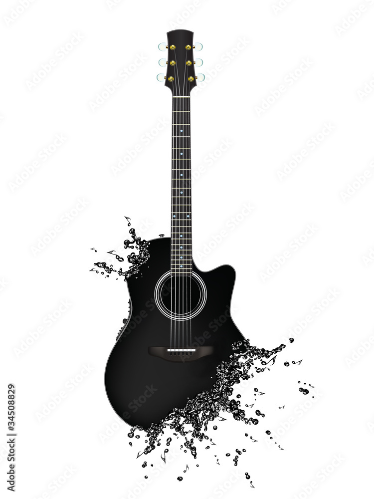 Naklejka 3D dziura w ścianie Gitara elektryczna