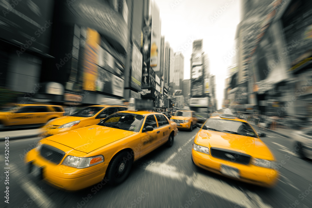 Taksówki w Nowym Jorku - obrazy, fototapety, plakaty 