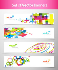 Wall Mural - set of abstract colorful web headers.