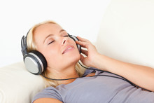 Gorgeous Woman Listening To Music