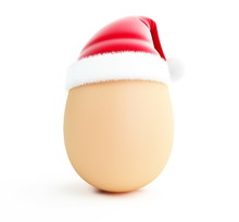 Egg Santa Hat On A White Background