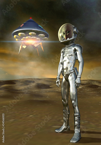 Board z aluminiowym obramowaniem Obcy i ufo