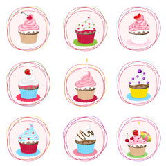 Wall Mural - cupcake set