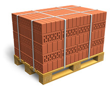 Stacked Bricks On Wooden Shipping Pallet