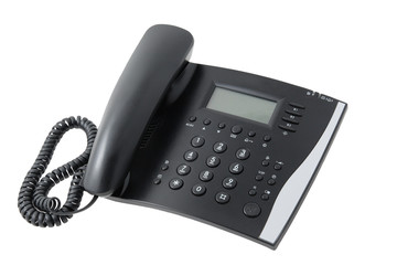the black phone on white background, isolated