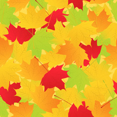 Wall Mural - Seamless background with autumn maple leaves