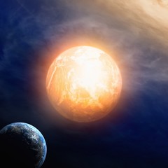 Wall Mural - two planets in space