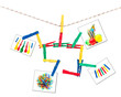 colorful clothespins and photos on a string