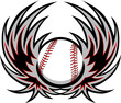 Baseball with Wings Template