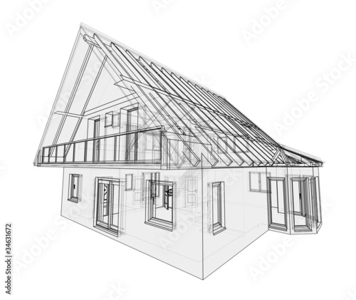 Strichzeichnung Haus StockFoto Adobe Stock