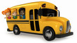 3D Render of Kids Riding School Bus