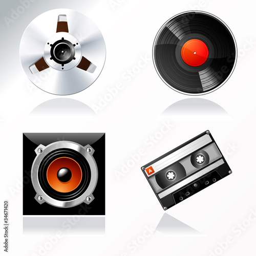 Plakat na zamówienie Sound Mastering objects vector Icon set