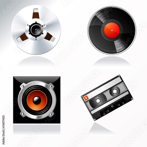 Naklejka - mata magnetyczna na lodówkę Sound Mastering objects vector Icon set