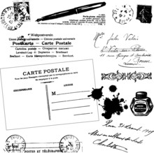 Eléments Carte Postale Et écriture Rétro