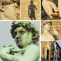 Wall Mural - collage with sculpture of David by Michelangelo, Florence