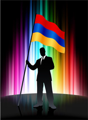 Canvas Print - Armenia Flag with Businessman on Abstract Spectrum Background