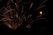 Fireworks And Moon