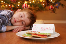 Sleeping Boy Waiting For Santa
