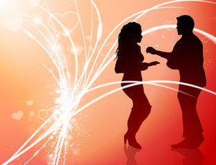 Poster - Sexy Young Couple on Abstract Valentine's Day Light Background