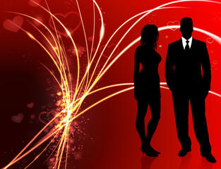 Poster - Sexy Young Couple on Abstract Valentine's Day Light Background