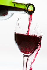 Wine overflow in the the broken glass