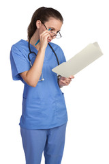 Wall Mural - Nurse Reading Chart