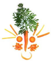 smiley face of carrots on a white background