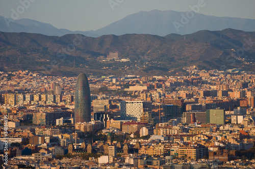 Plakat na papierze fotorealistycznym Panoramiczny widok z Barcelony z Parc de Montjuic