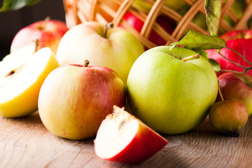 Wall Mural - Apples on wooden table