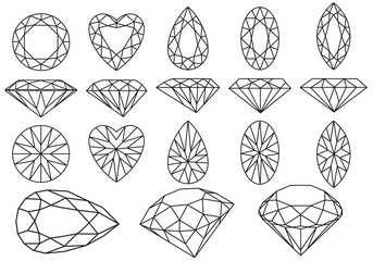 set of diamonds and gemstones, vector